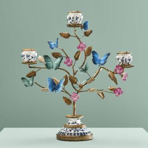 Werns Nostalgisch Kandelaar met vlinders & bloemen