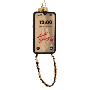 Vondels Ornament phone black with chain H10cm